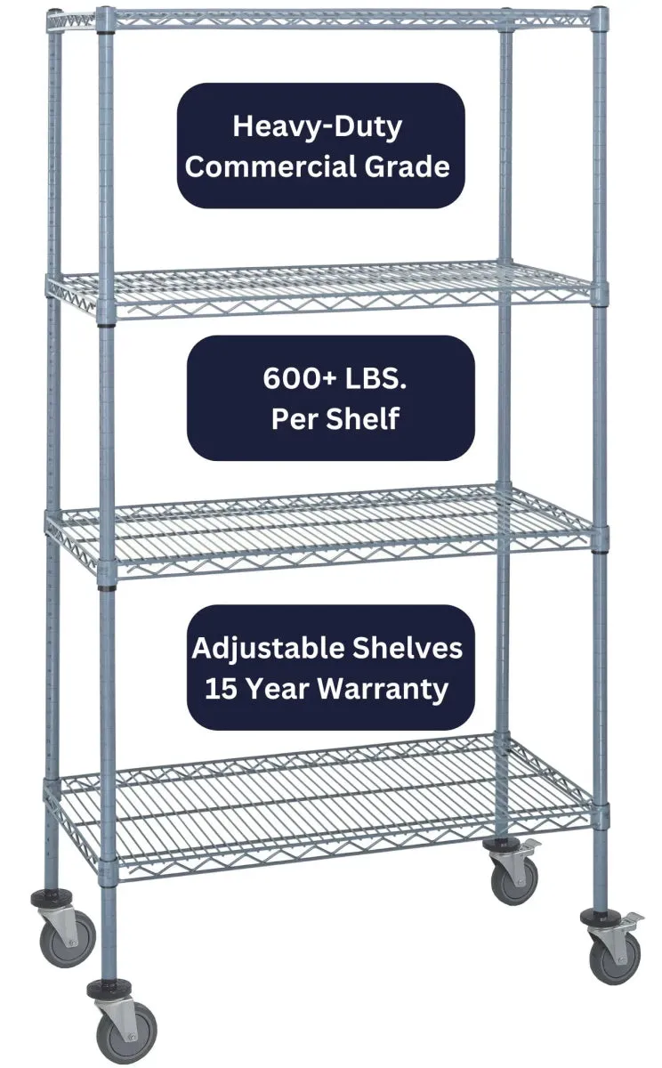 14" x 30" Gray Shelving on Wheels