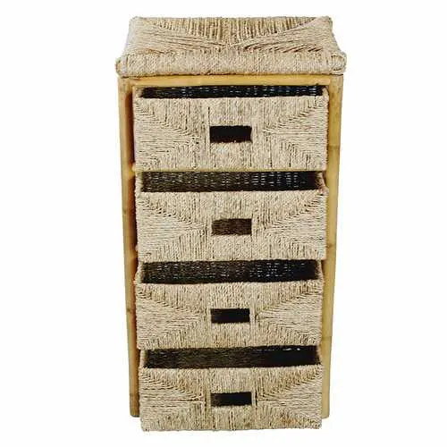 18.5" X 15.25" X 32.5" Natural Bamboo Storage Cabinet with Baskets