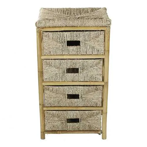 18.5" X 15.25" X 32.5" Natural Bamboo Storage Cabinet with Baskets