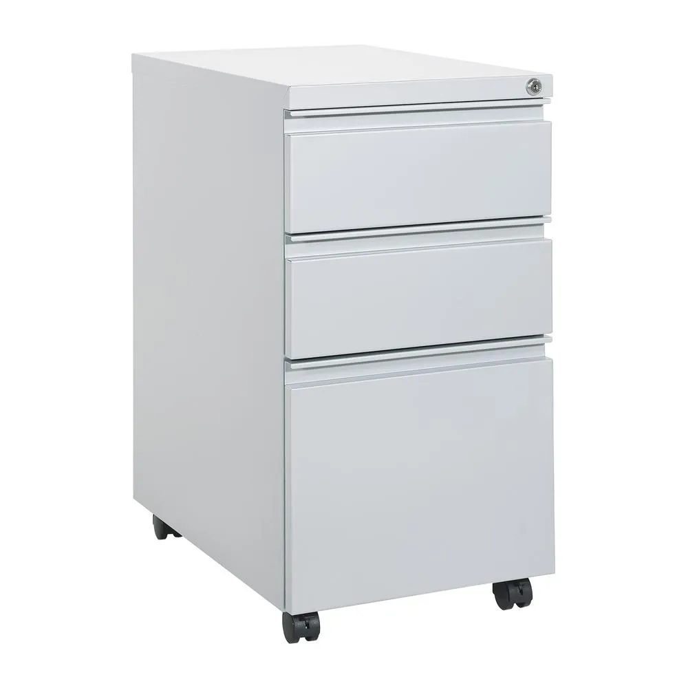 22" Closed Top Mobil Pedestal With Casters - File/File (Silver), PTC22BBF-SV