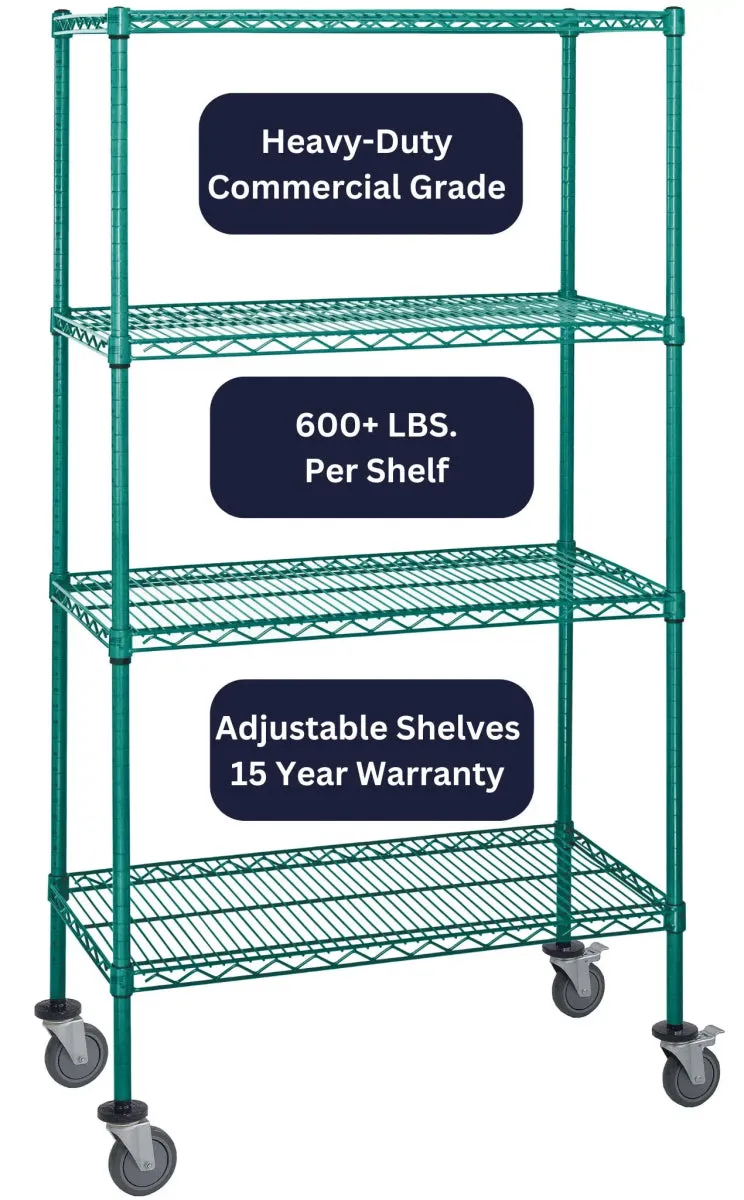 24" x 36" Green Shelving on Wheels