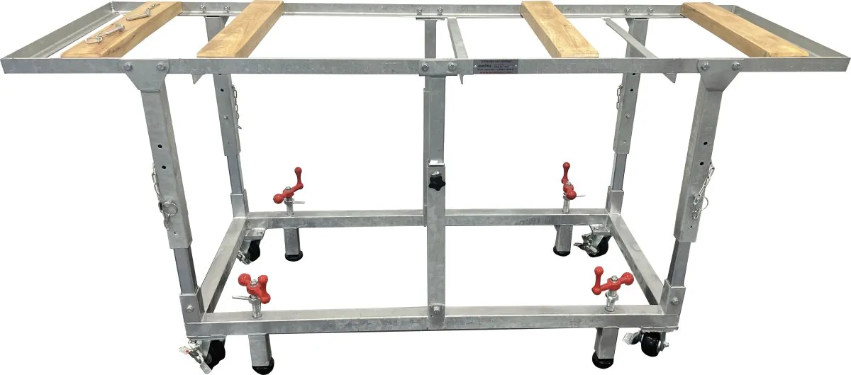 27" Adjustable Height Galvanized Fabrication Work Table with 4 Levelers / Stabilizers