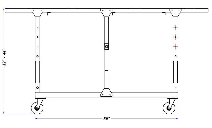 27" Adjustable Height Galvanized Fabrication Work Table with 4 Levelers / Stabilizers