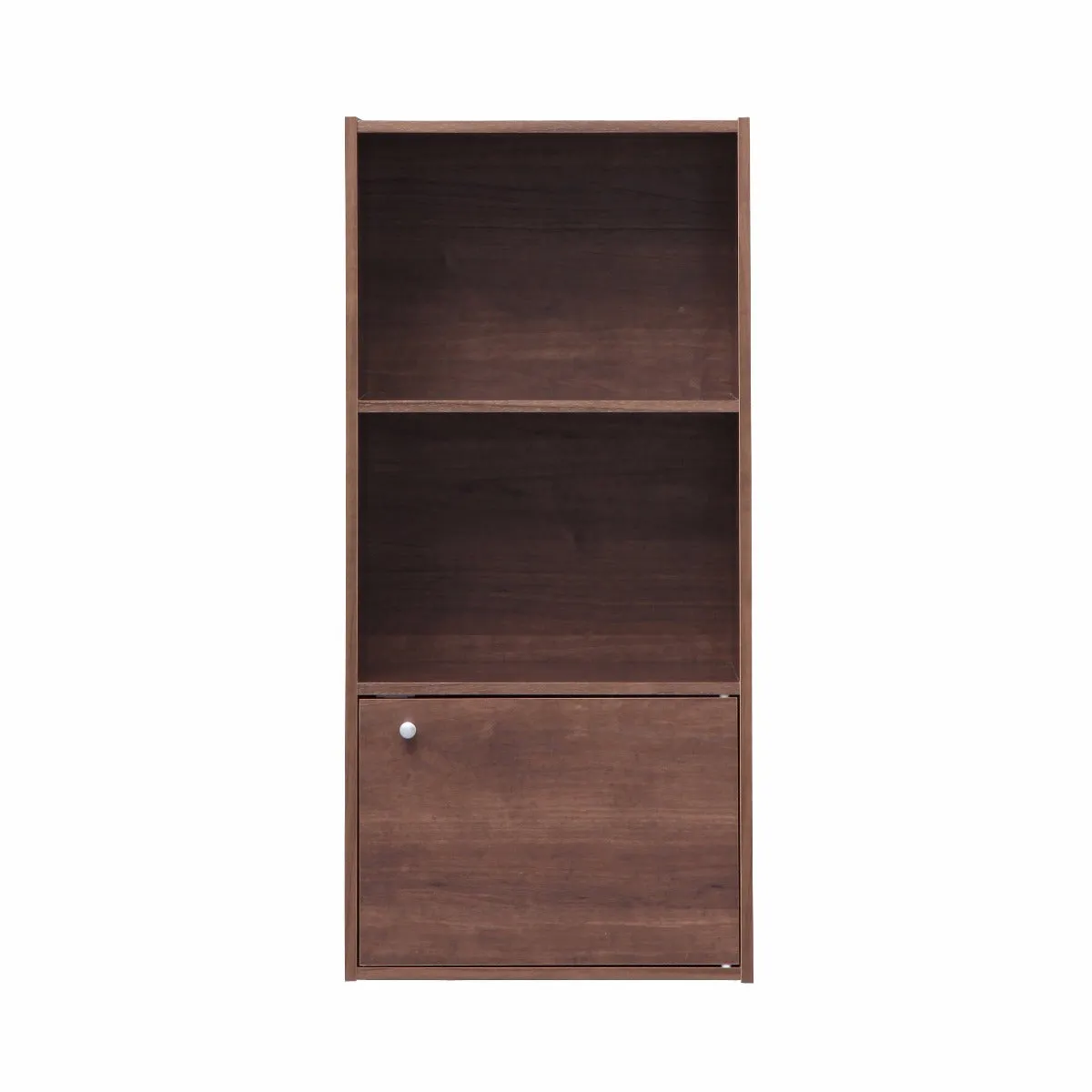 3-Tier Wood Storage Shelf with Door, Dark Brown