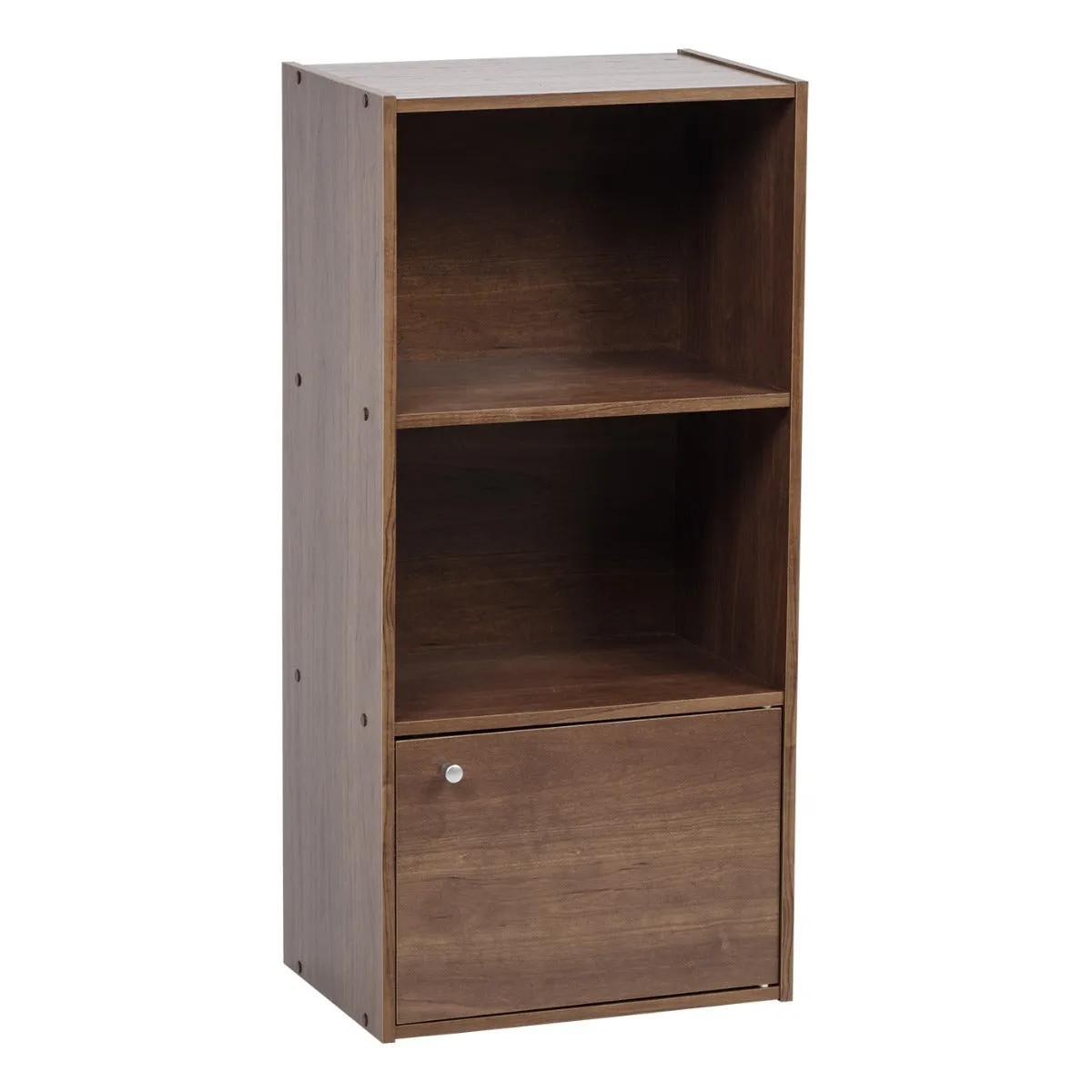 3-Tier Wood Storage Shelf with Door, Dark Brown