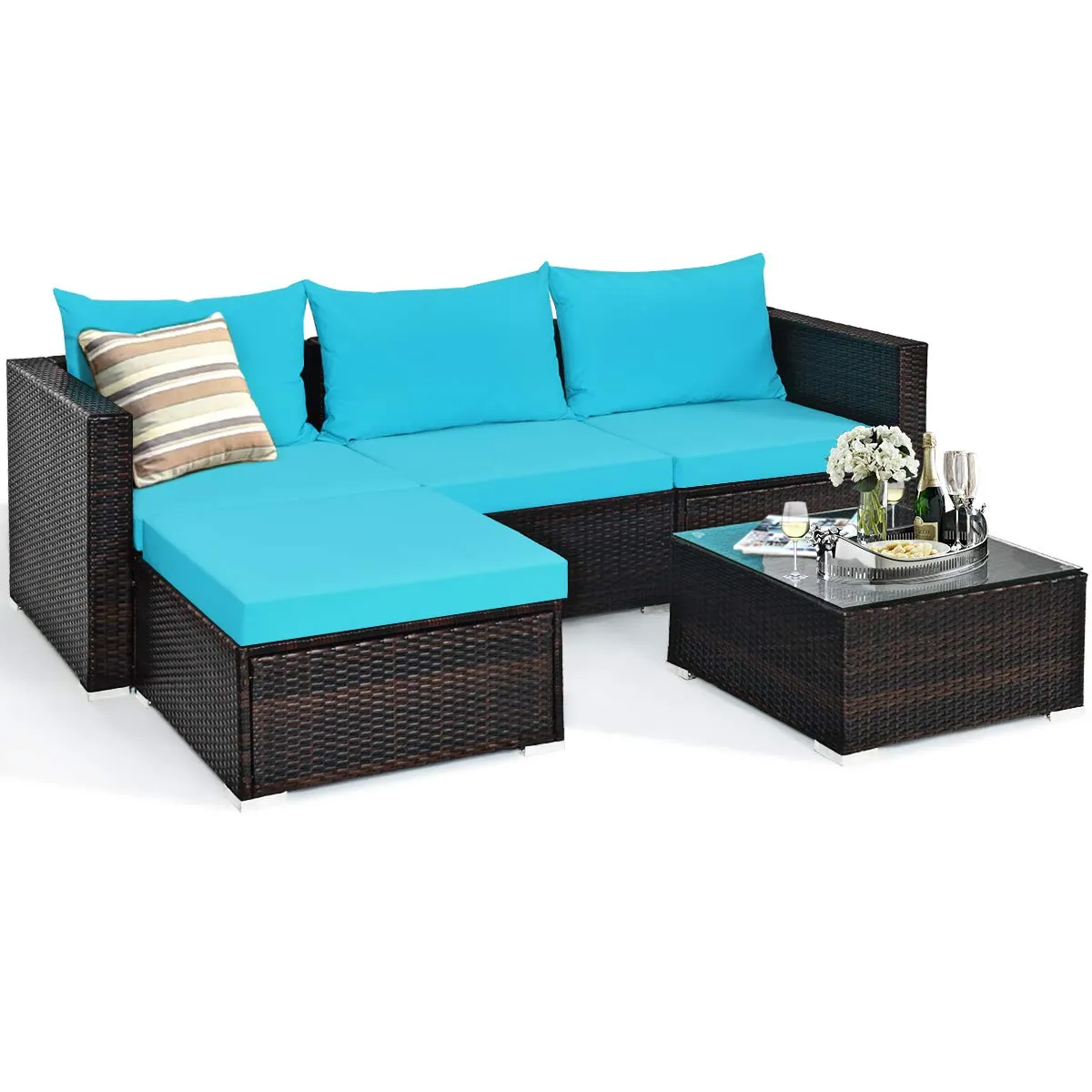 5 Piece Outdoor Patio Furniture Set, Sturdy Frame and Weight Capacity Up to 360 Pounds