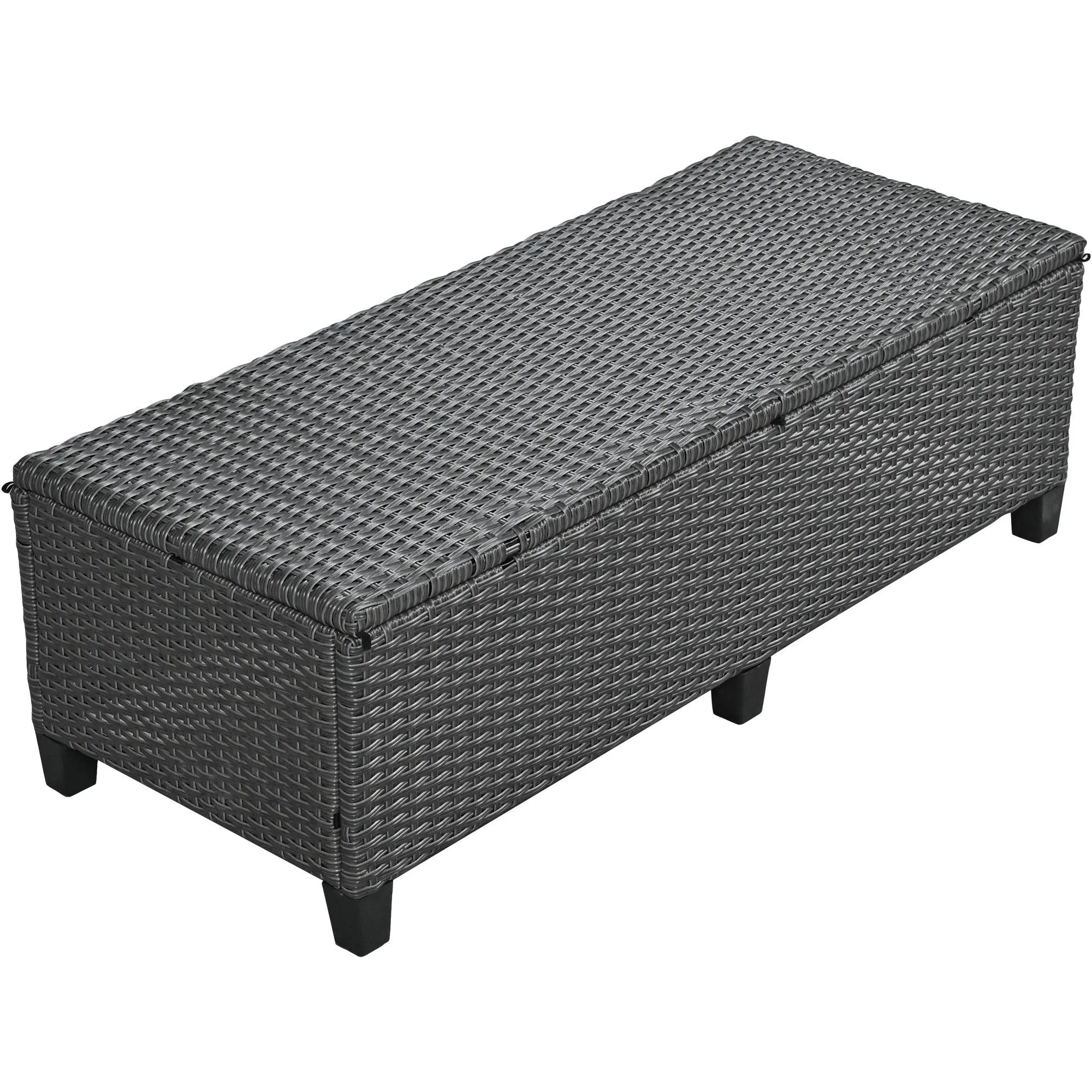 5-Piece Outdoor Patio Rattan Sofa Furniture Set, L-Shaped with Extendable Tables, Gray