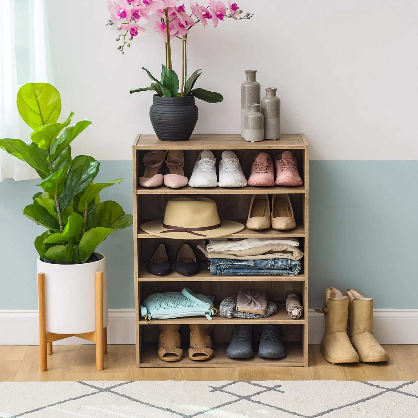 5-Tier Multi-Purpose Organizer Shelf Ash Brown