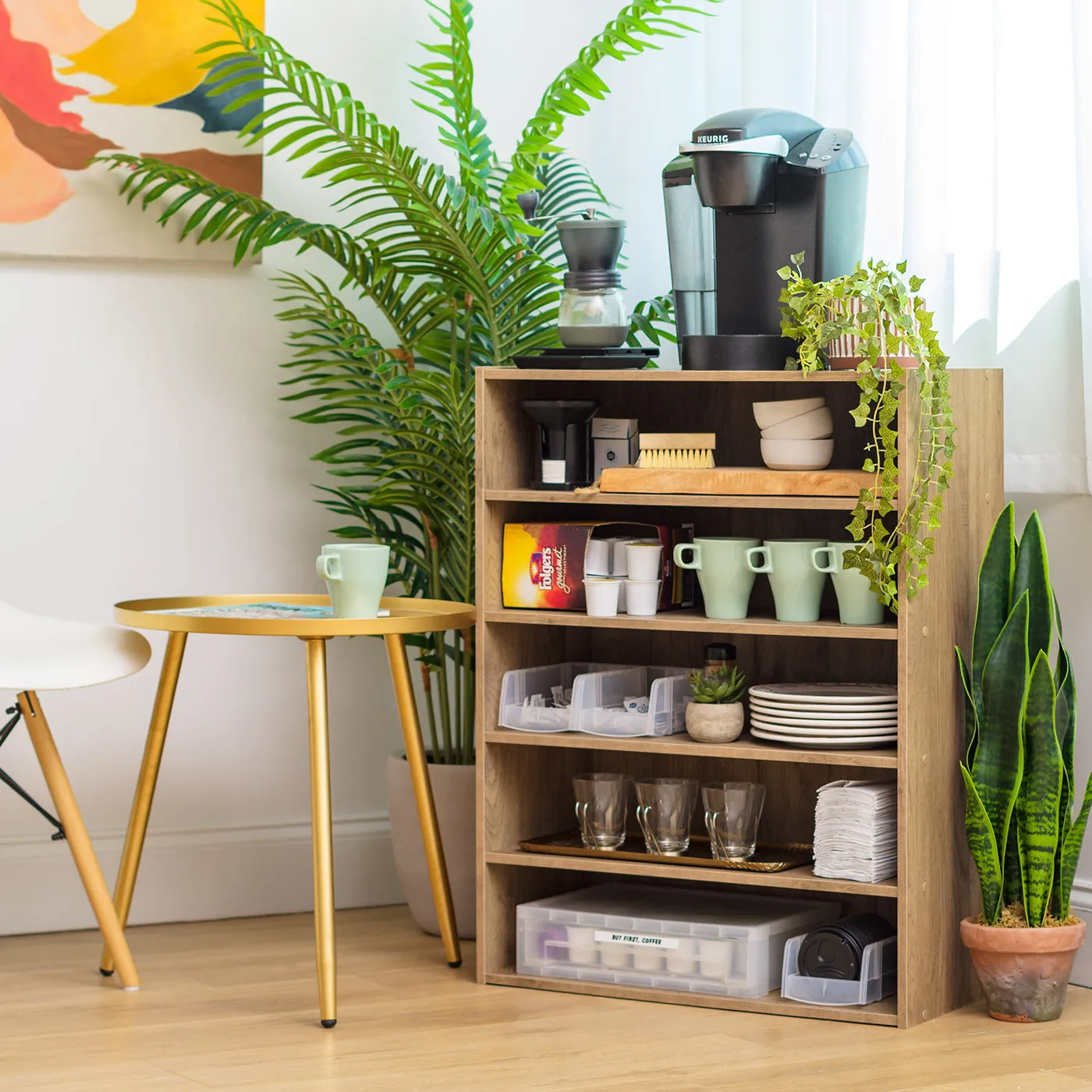 5-Tier Multi-Purpose Organizer Shelf Ash Brown