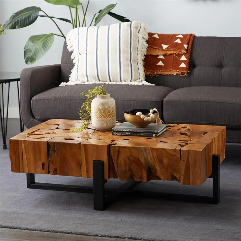 71475 Coffee Table in Teak Wood/Metal