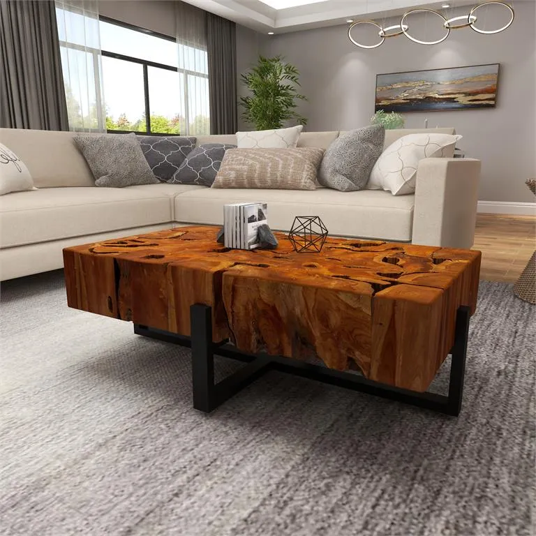 71475 Coffee Table in Teak Wood/Metal