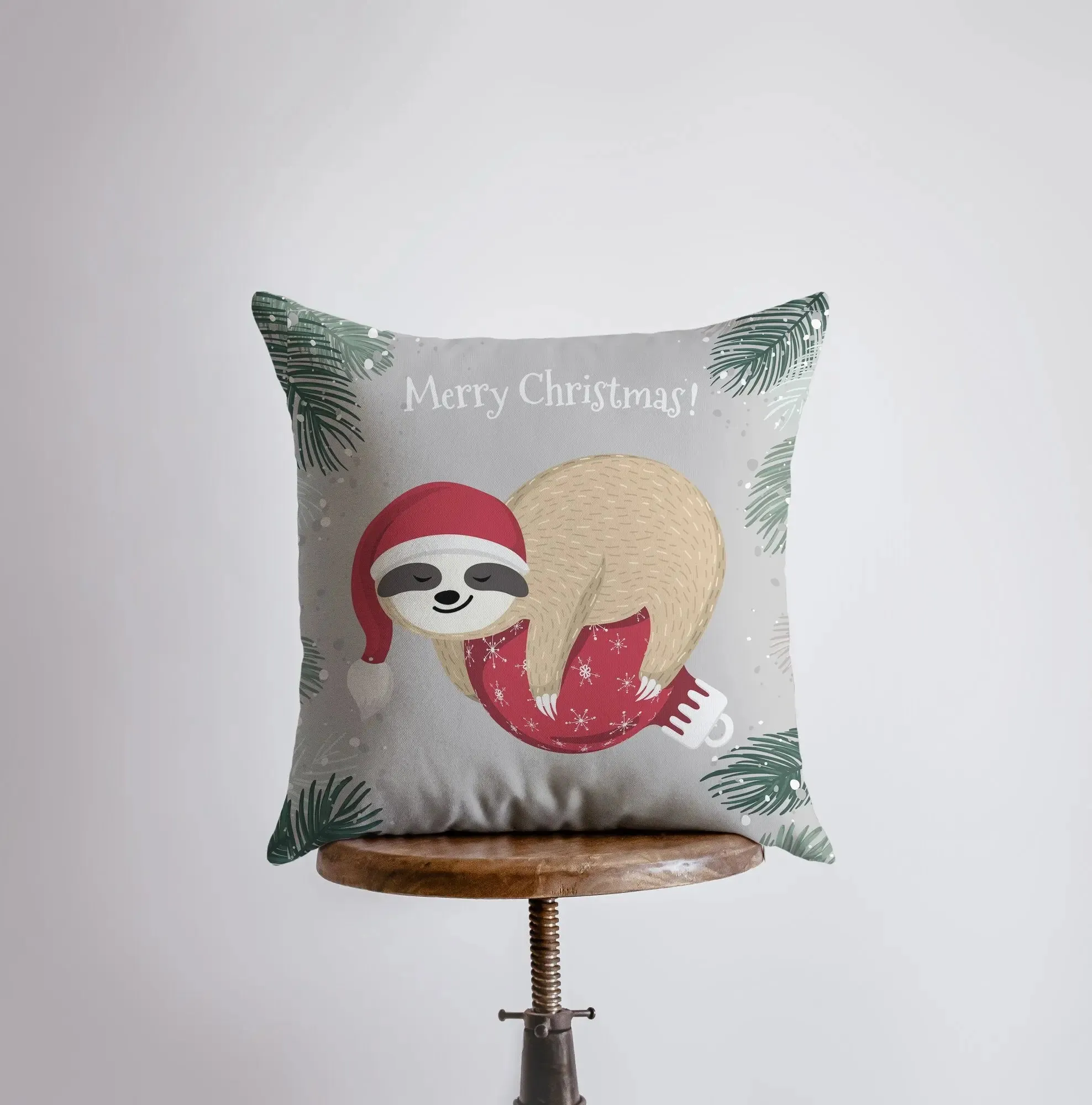 A Merry Little Christmas Sloth | Pillow Cover |  Christmas Decor | Christmas Throw Pillows | Couch Cushions | Sofa Pillows | Gift for Her