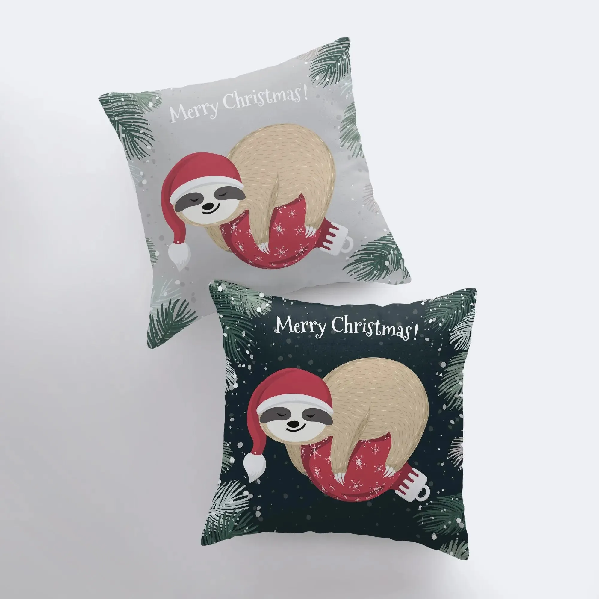 A Merry Little Christmas Sloth | Pillow Cover |  Christmas Decor | Christmas Throw Pillows | Couch Cushions | Sofa Pillows | Gift for Her