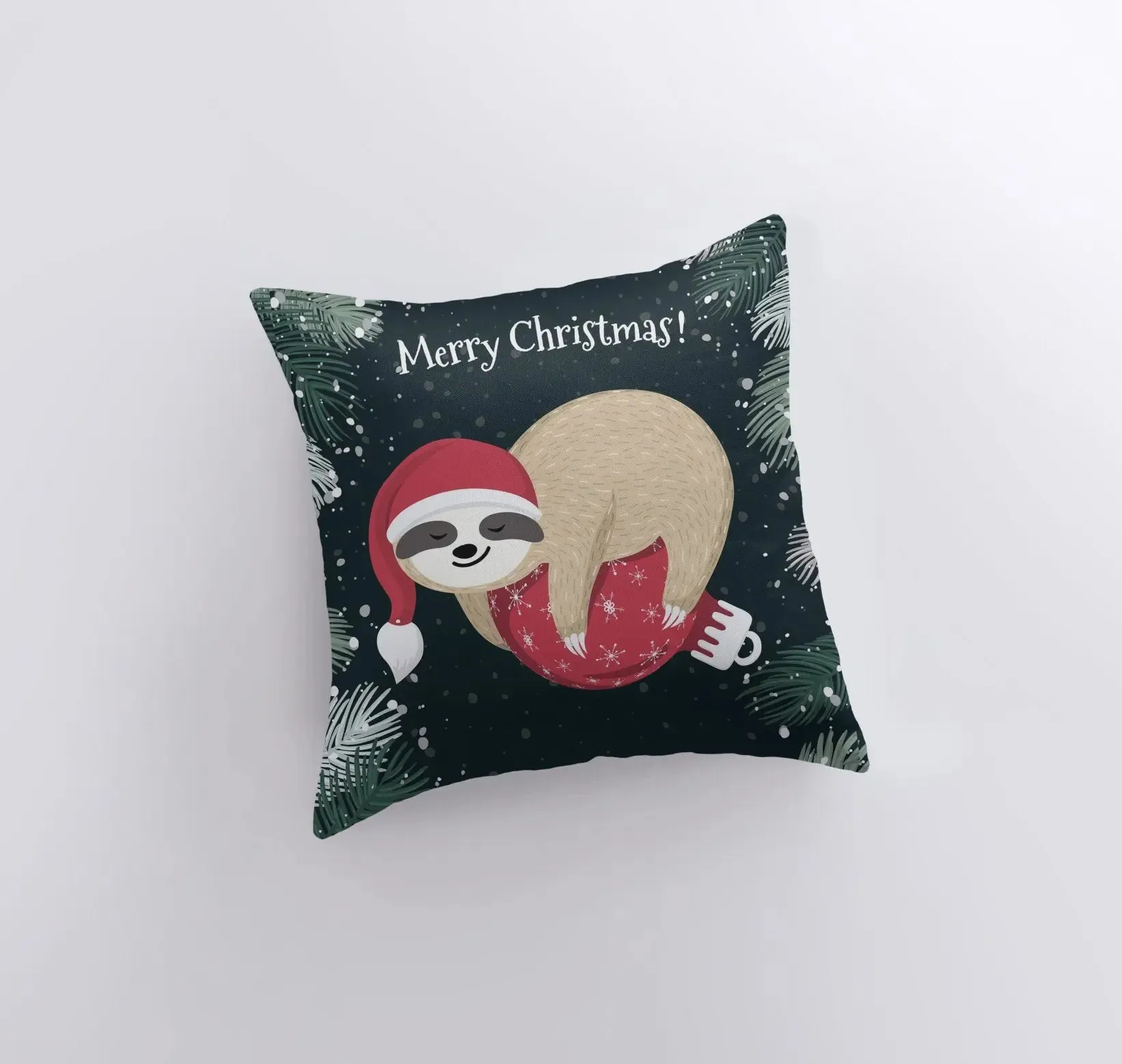 A Merry Little Christmas Sloth | Pillow Cover |  Christmas Decor | Christmas Throw Pillows | Couch Cushions | Sofa Pillows | Gift for Her