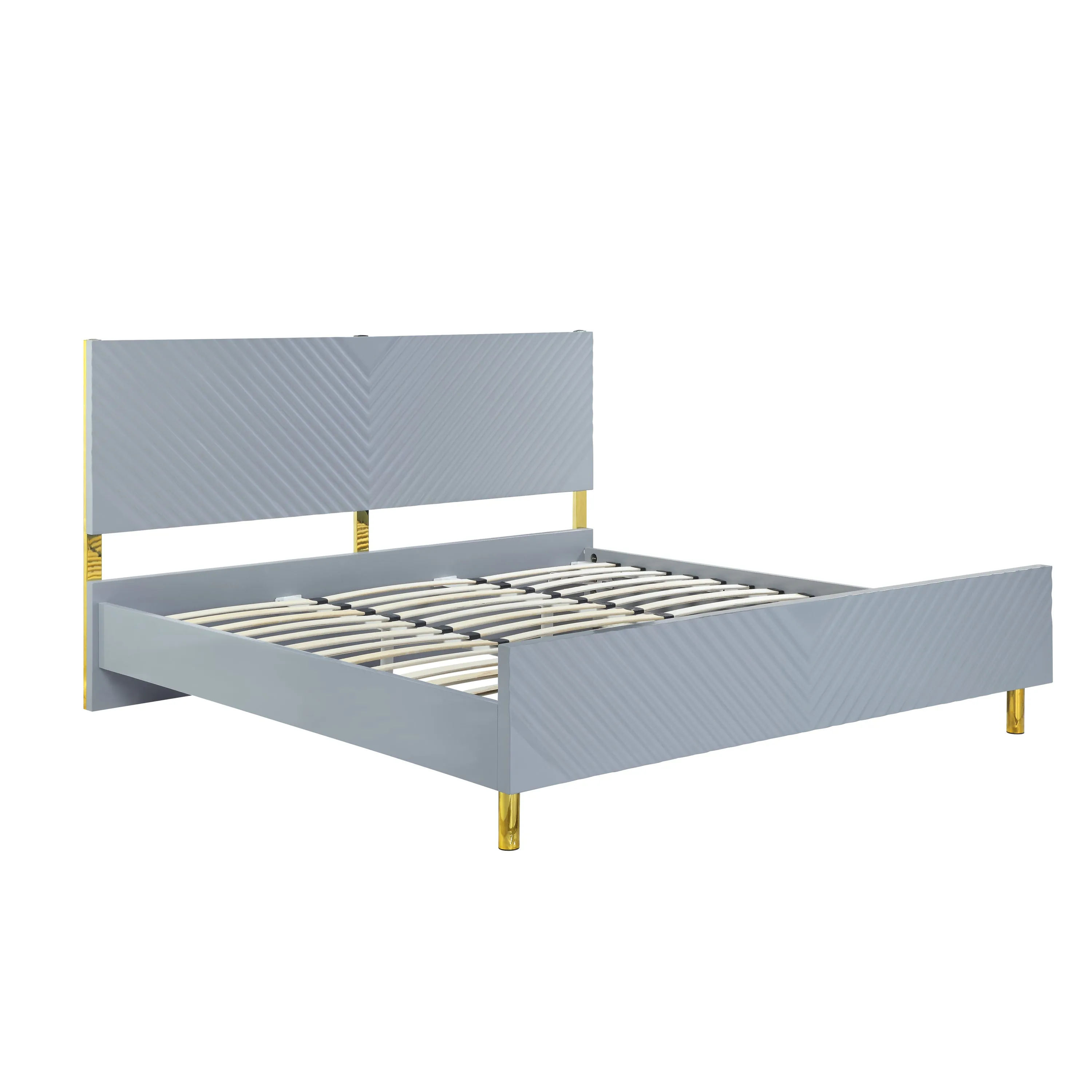 ACME Gaines Eastern King Bed, Gray High Gloss Finish BD01039EK