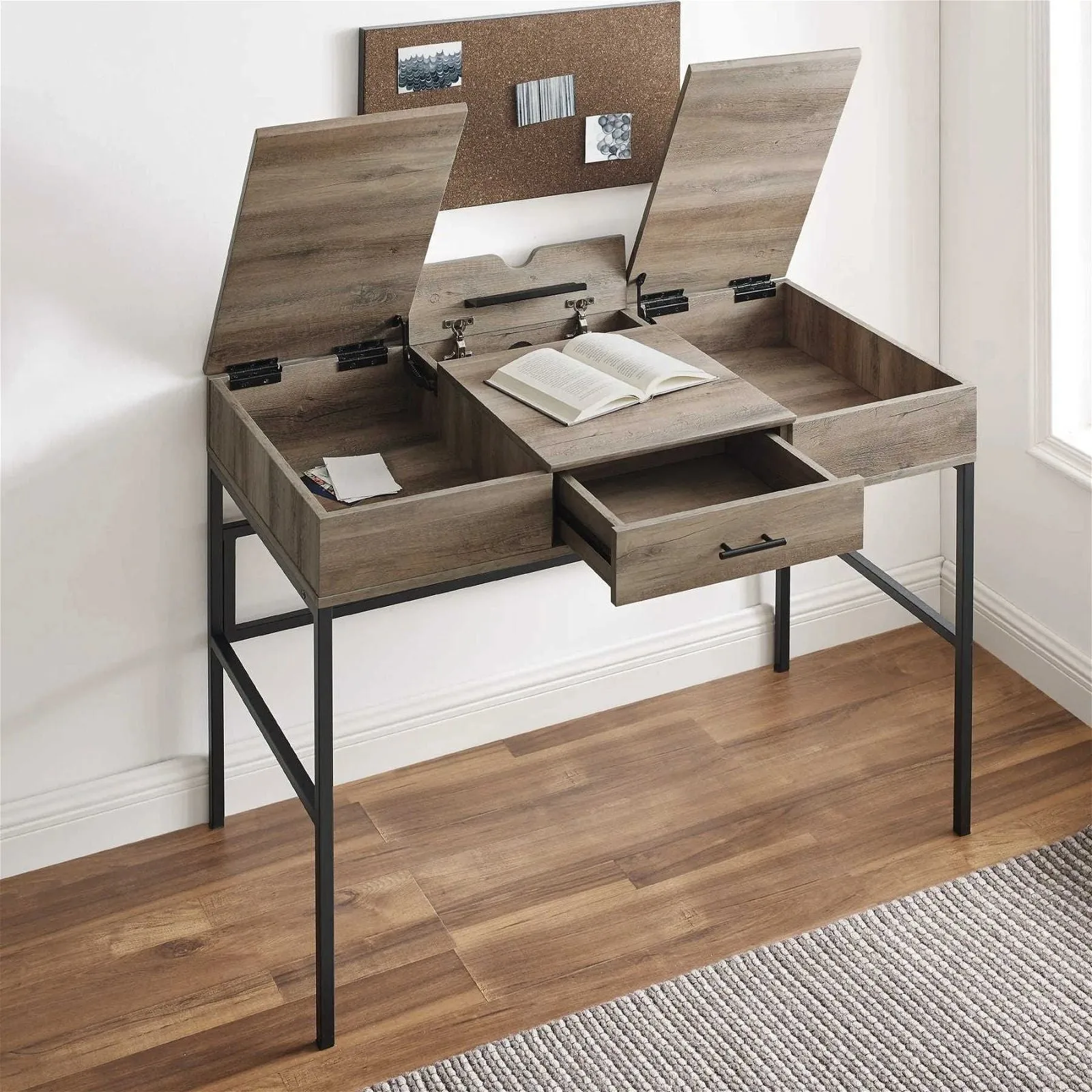 ADEPT Modern Desk in Rustic Oak Finish by Urban Style