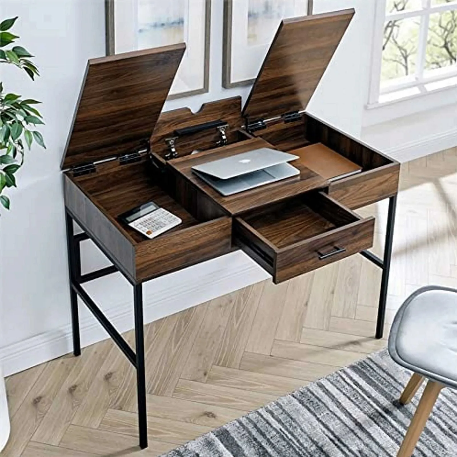 ADEPT Modern Desk in Walnut Finish by Urban Style