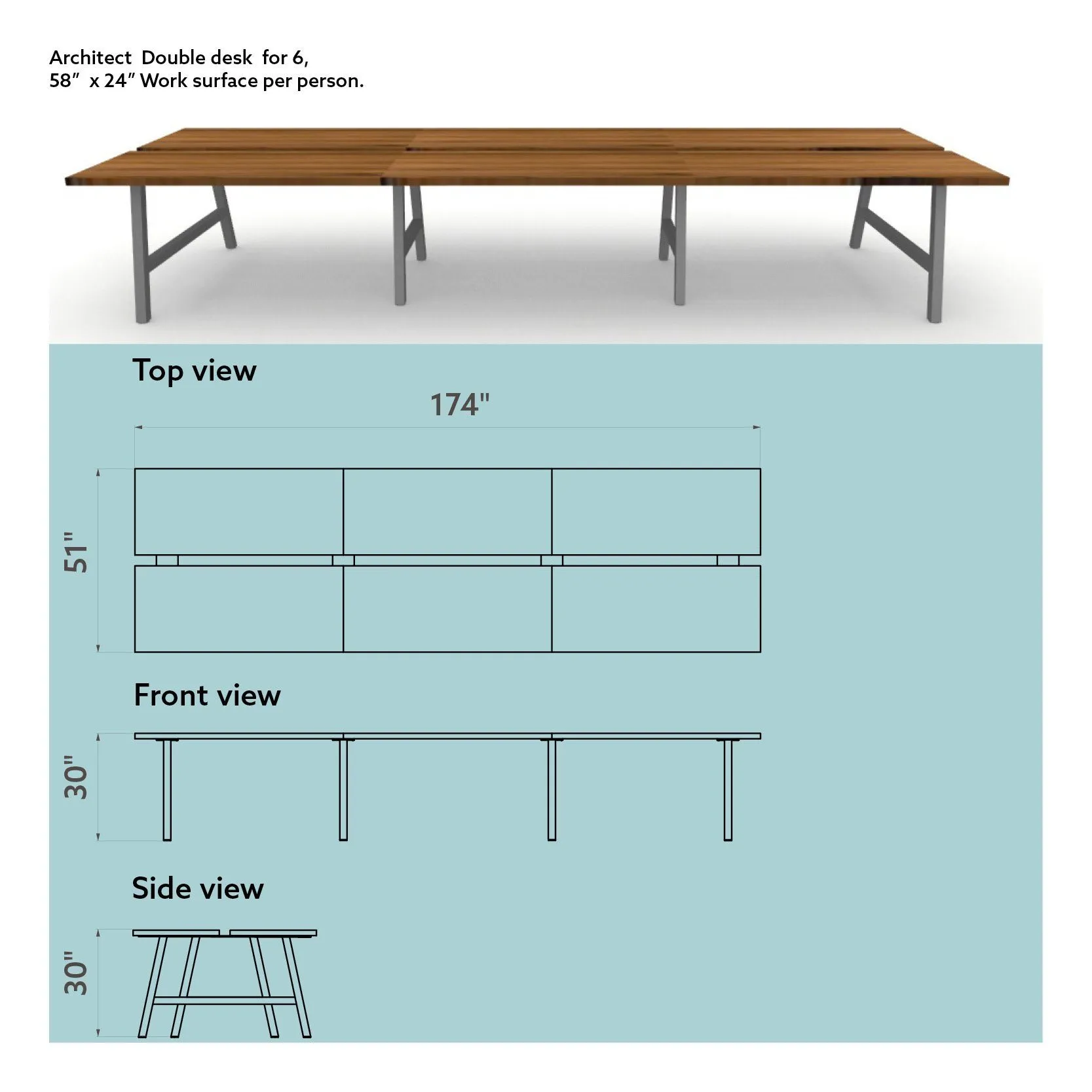 Architect Double Desk for 6