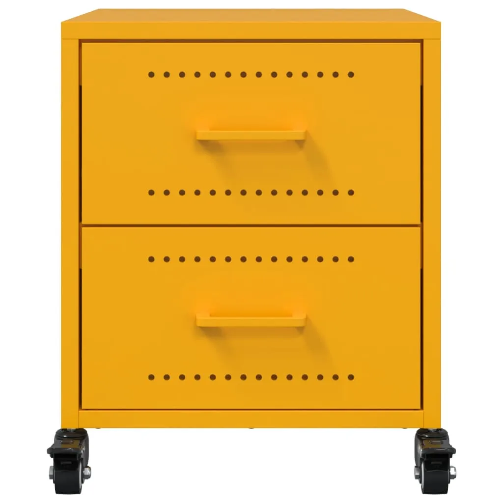 Bedside Cabinets 2 pcs Mustard Yellow 36x39x43.5 cm Steel