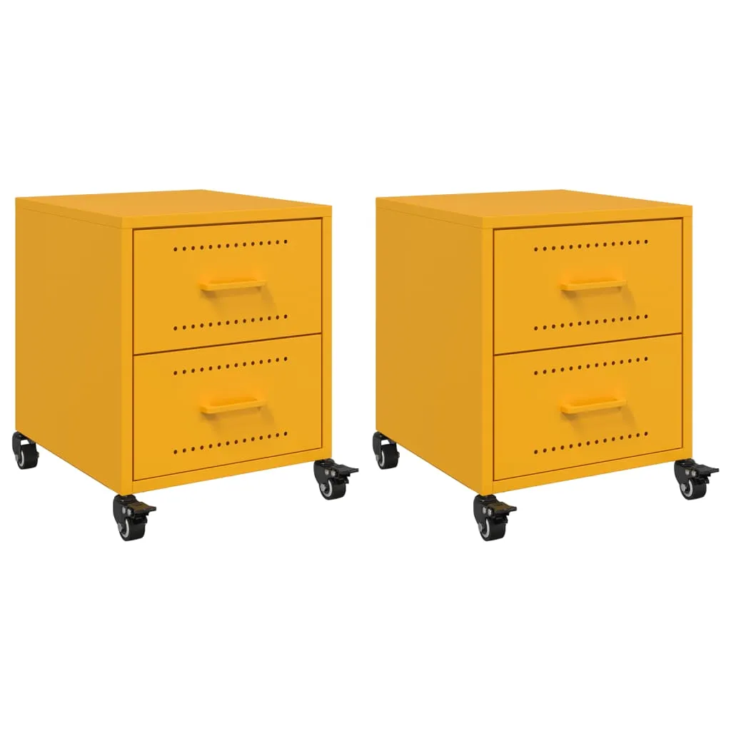 Bedside Cabinets 2 pcs Mustard Yellow 36x39x43.5 cm Steel