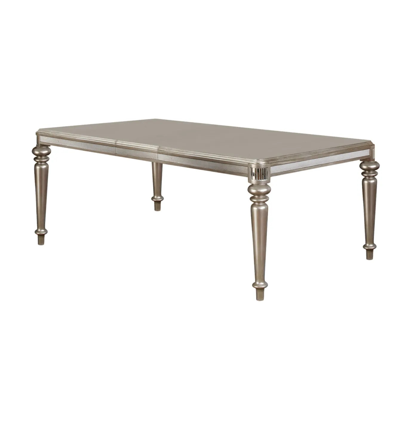 Bling Game  Rectangular Dining Table With Leaf Metallic Platinum