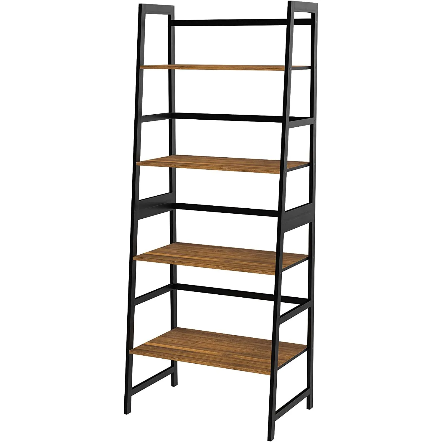 Bookshelf, Ladder Shelf, 4 Tier Tall Bookcase, Modern Open Book Case for Bedroom, Living Room, Office (Brown)