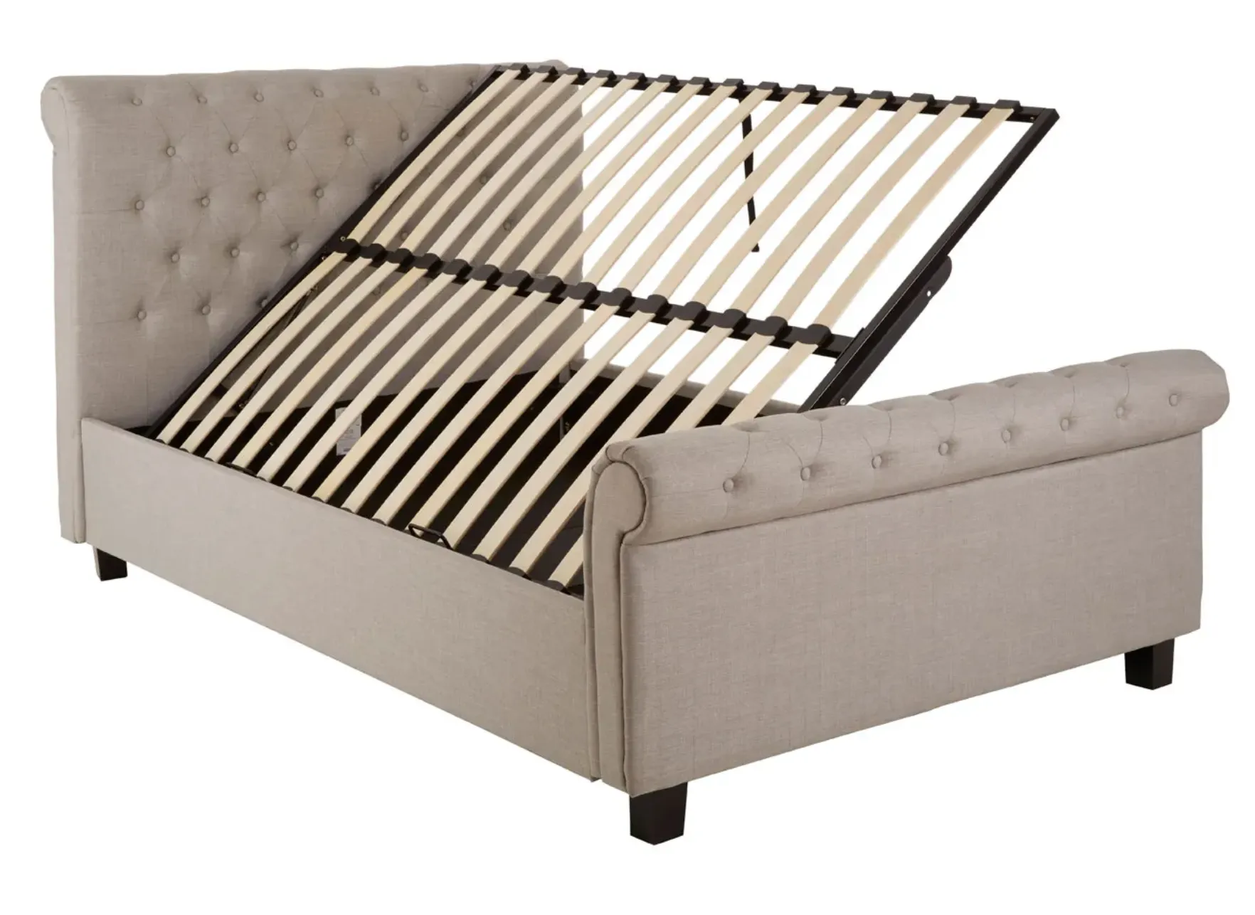 BRIGHTON LIGHT GREY DOUBLE OTTOMAN BED