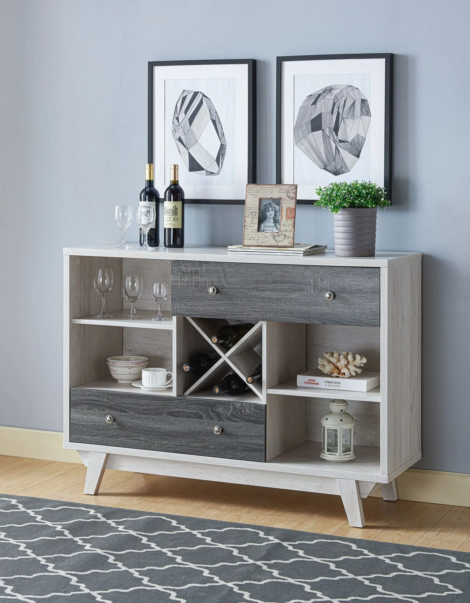 Buffet/Server Table in White Oak/Grey