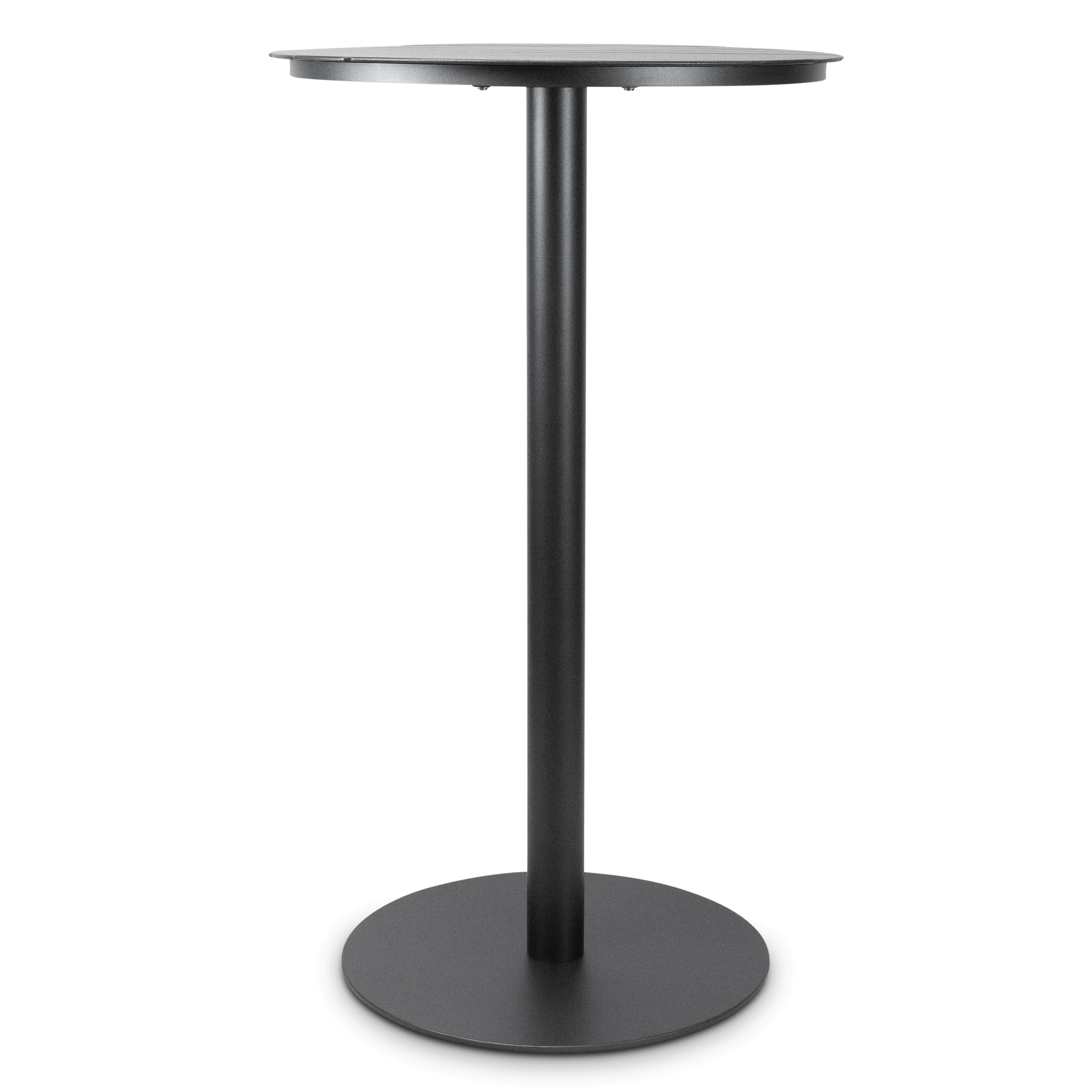 Cafe Collection Round Bar Table in Aluminium and Steel Base in Gunmetal Grey