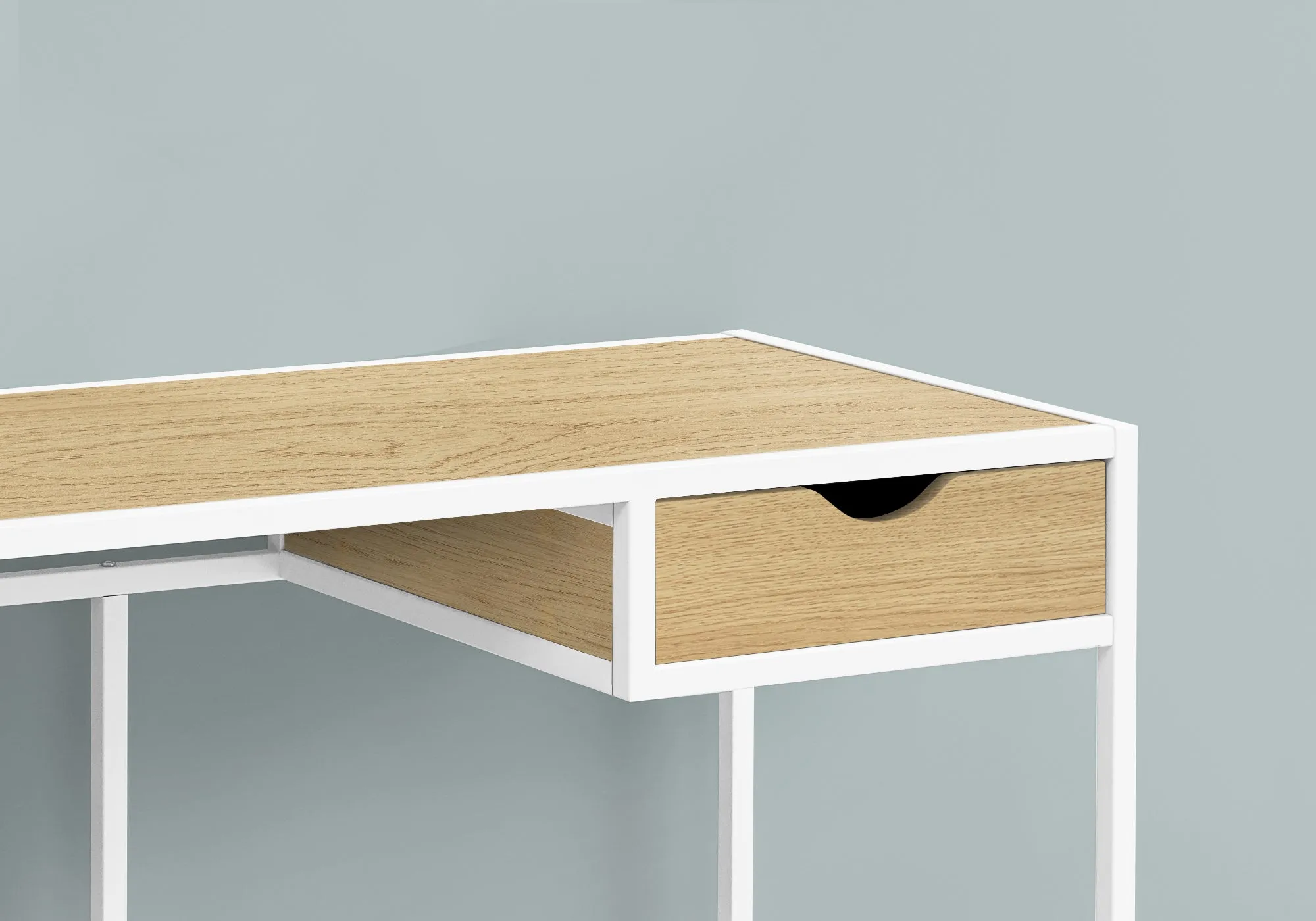 Computer Desk - 42"L / Natural / White Metal