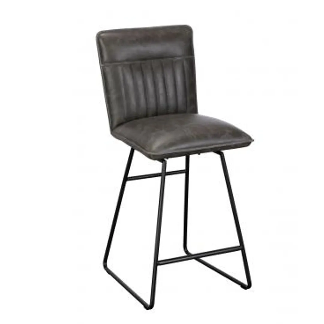 Cooper Dark Grey PU Leather Counter Dining Bar Stool (Pair)