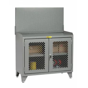 Counter Height Bench Cabinet w/ Pegboard Panel and Clearview Doors