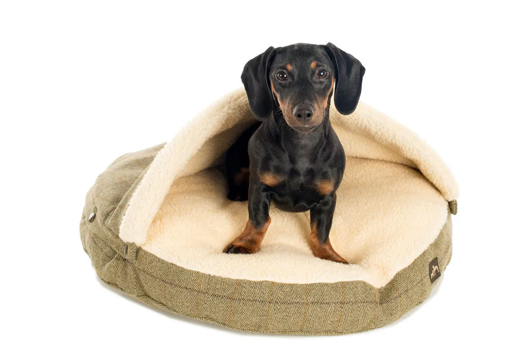 Country and Twee Tweed Cave Dog Bed