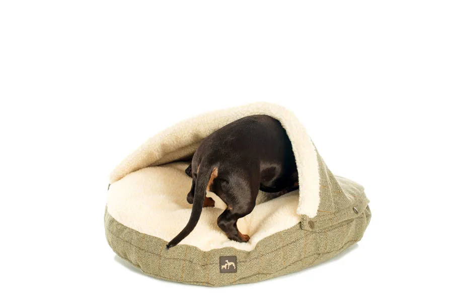 Country and Twee Tweed Cave Dog Bed