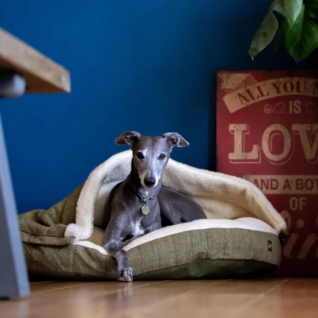 Country and Twee Tweed Cave Dog Bed