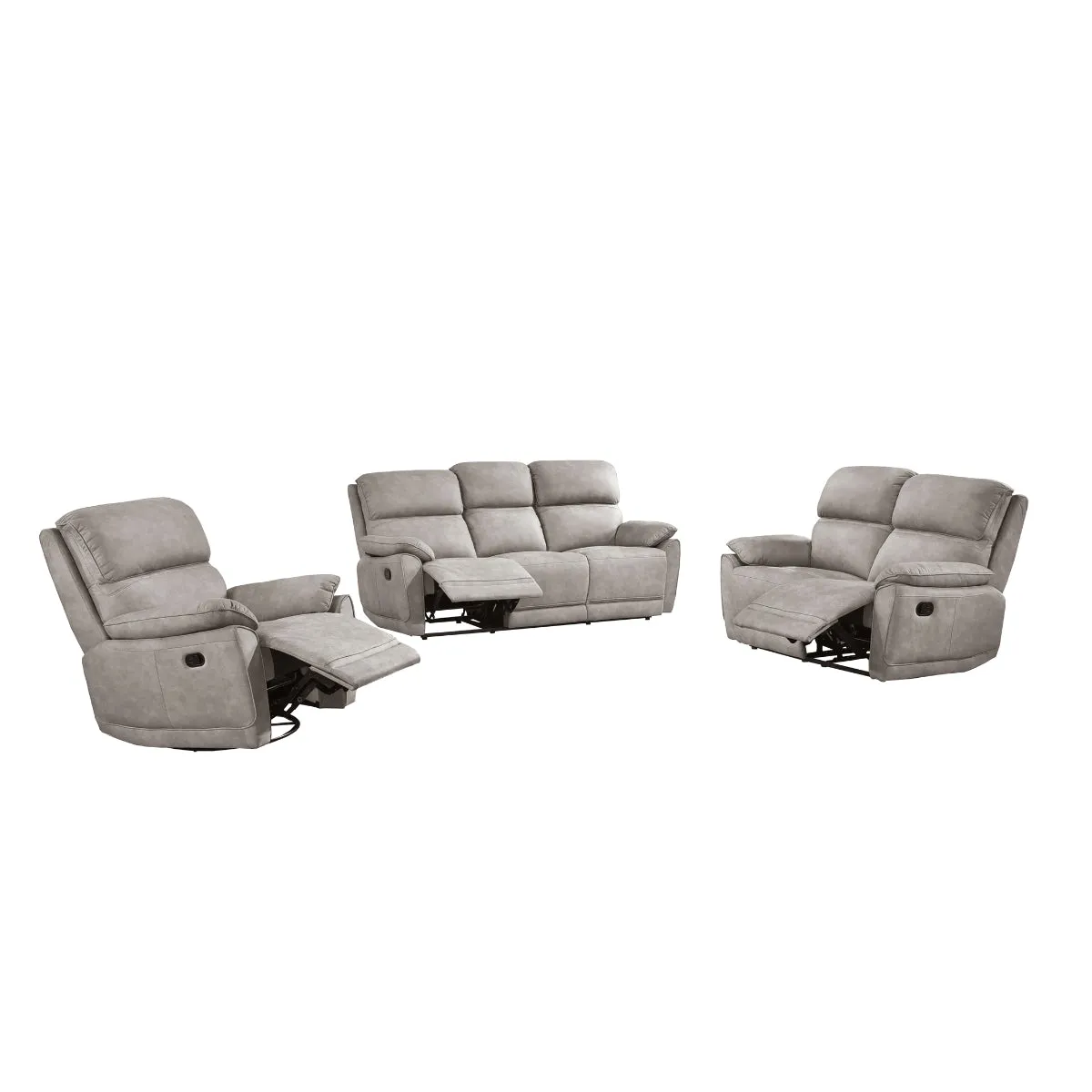 Double Reclining Sofa with Taupe Microfiber Upholstery