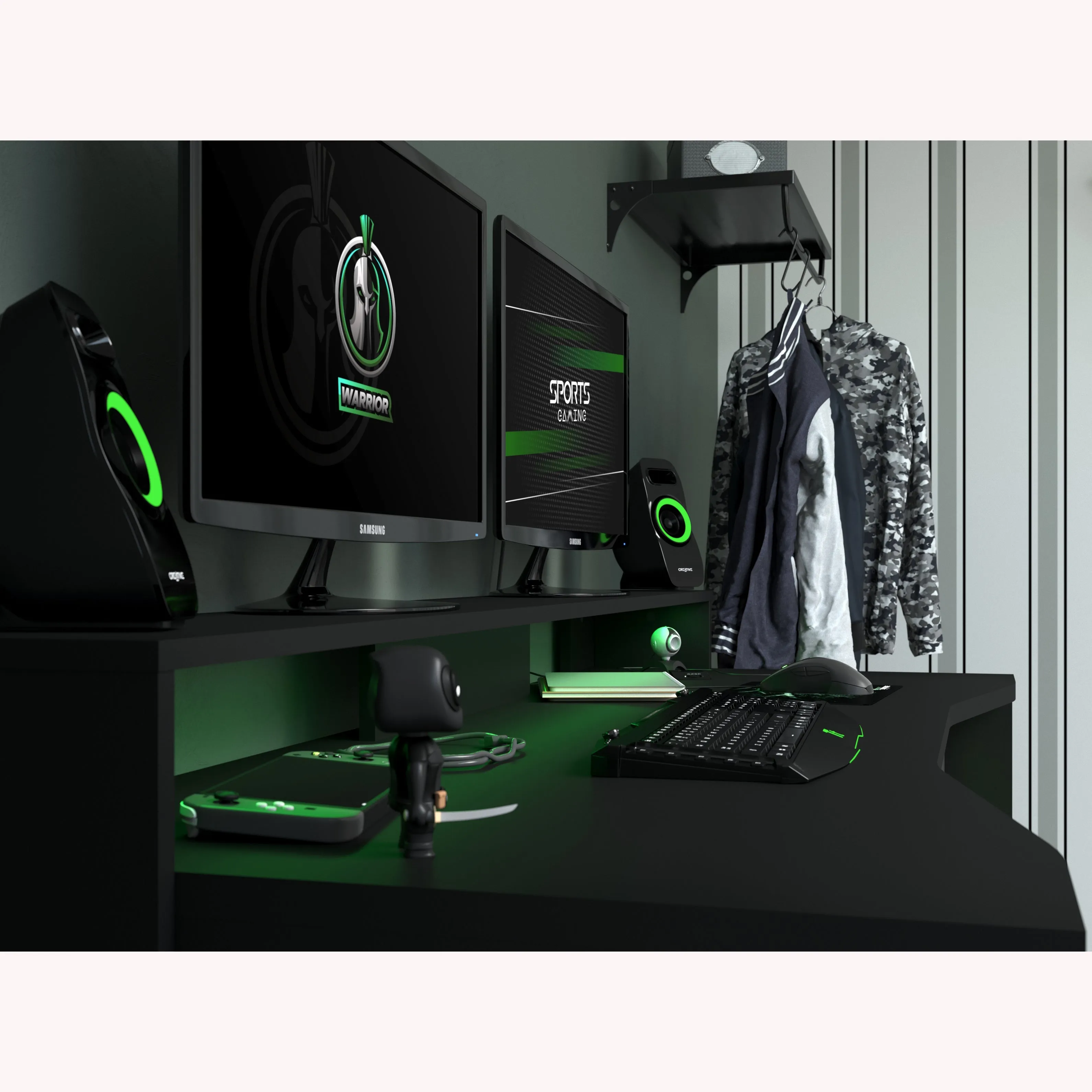 Duo Gaming Desk Workstation with LED Strip Lights - Parisot