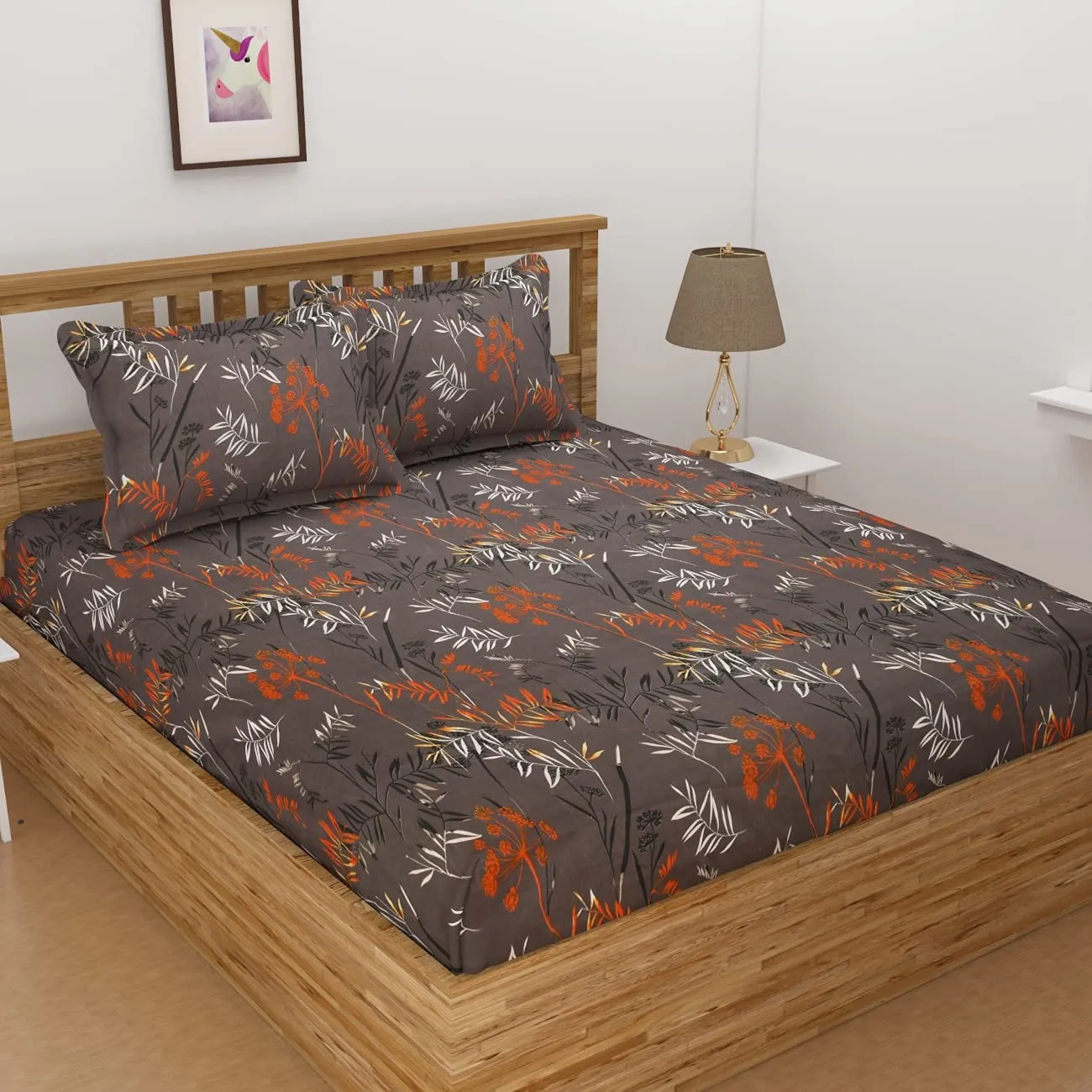 Florida Bedsheet for Queen Size Bed with Pillow Cover and Made of Microfiber with Floral Print