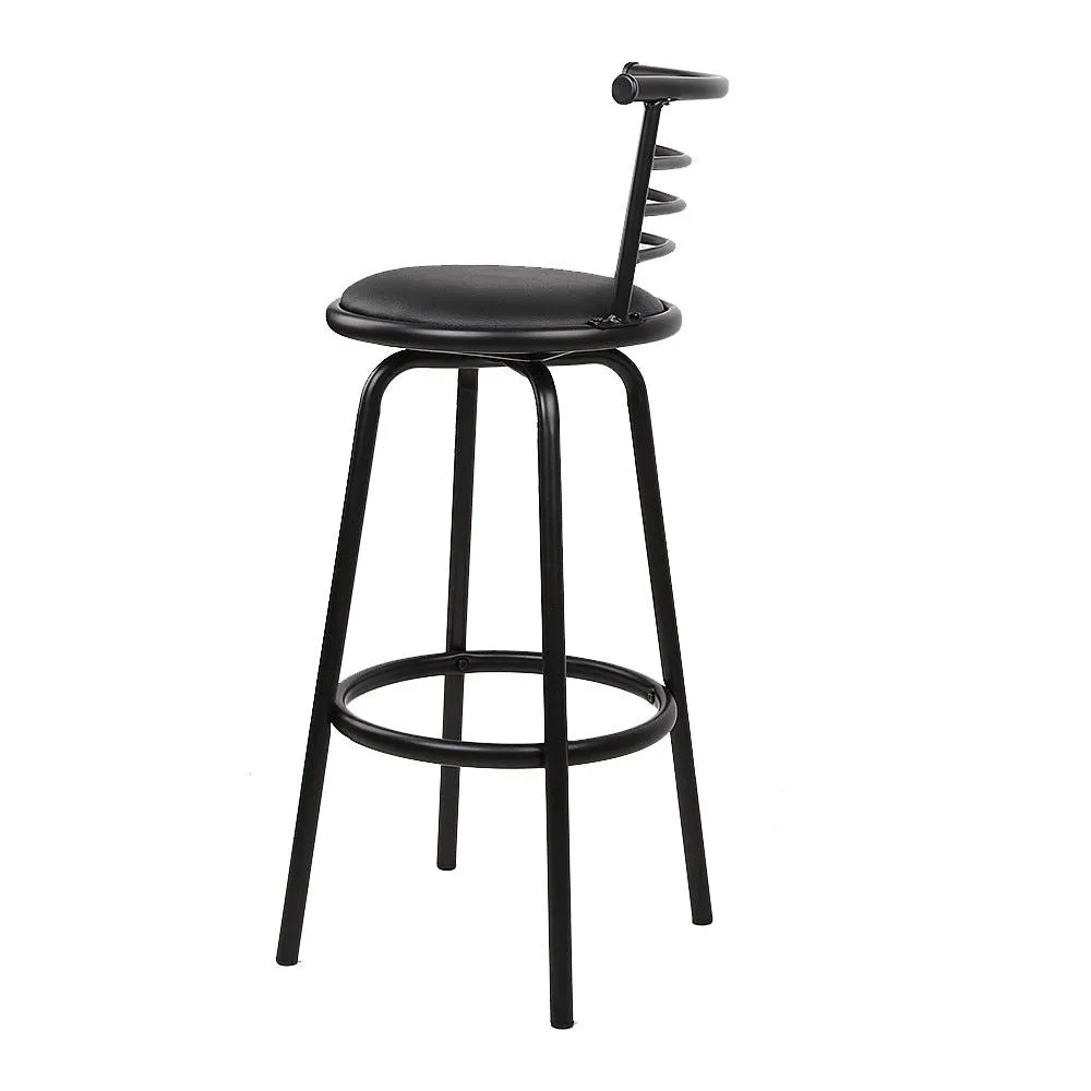 Four Bar Stools Swivel Leather Padded Metal