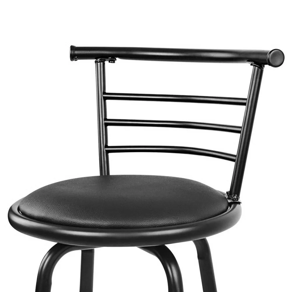 Four Bar Stools Swivel Leather Padded Metal