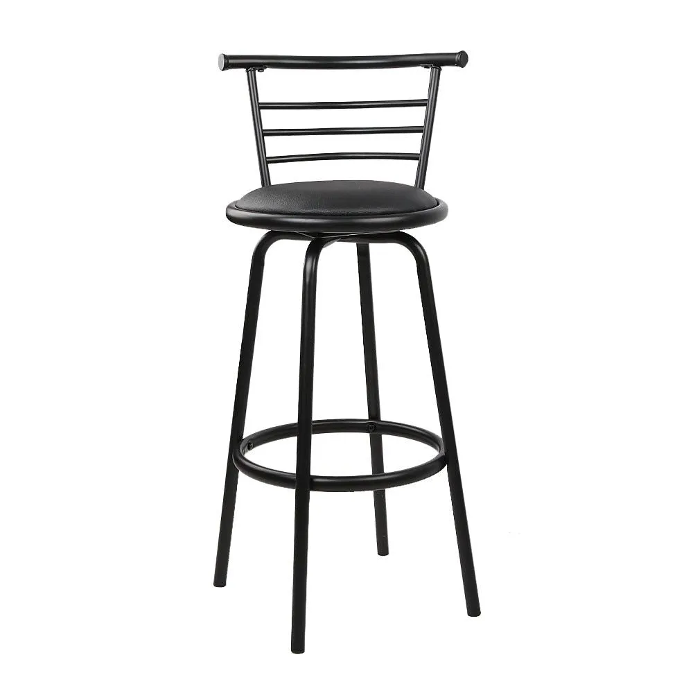 Four Bar Stools Swivel Leather Padded Metal