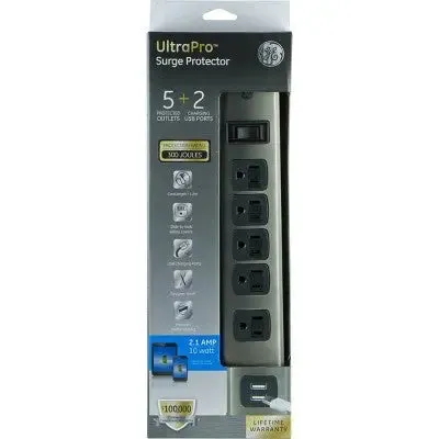 GE 5 Outlet Designer Brushed Nickel Surge  Protector