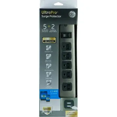 GE 5 Outlet Designer Brushed Nickel Surge  Protector