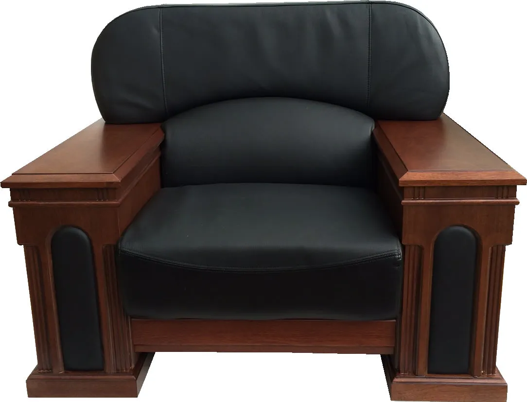 Genuine Black Leather Executive Armchair For Offices Or Receptions - GRA-SOF-S98-