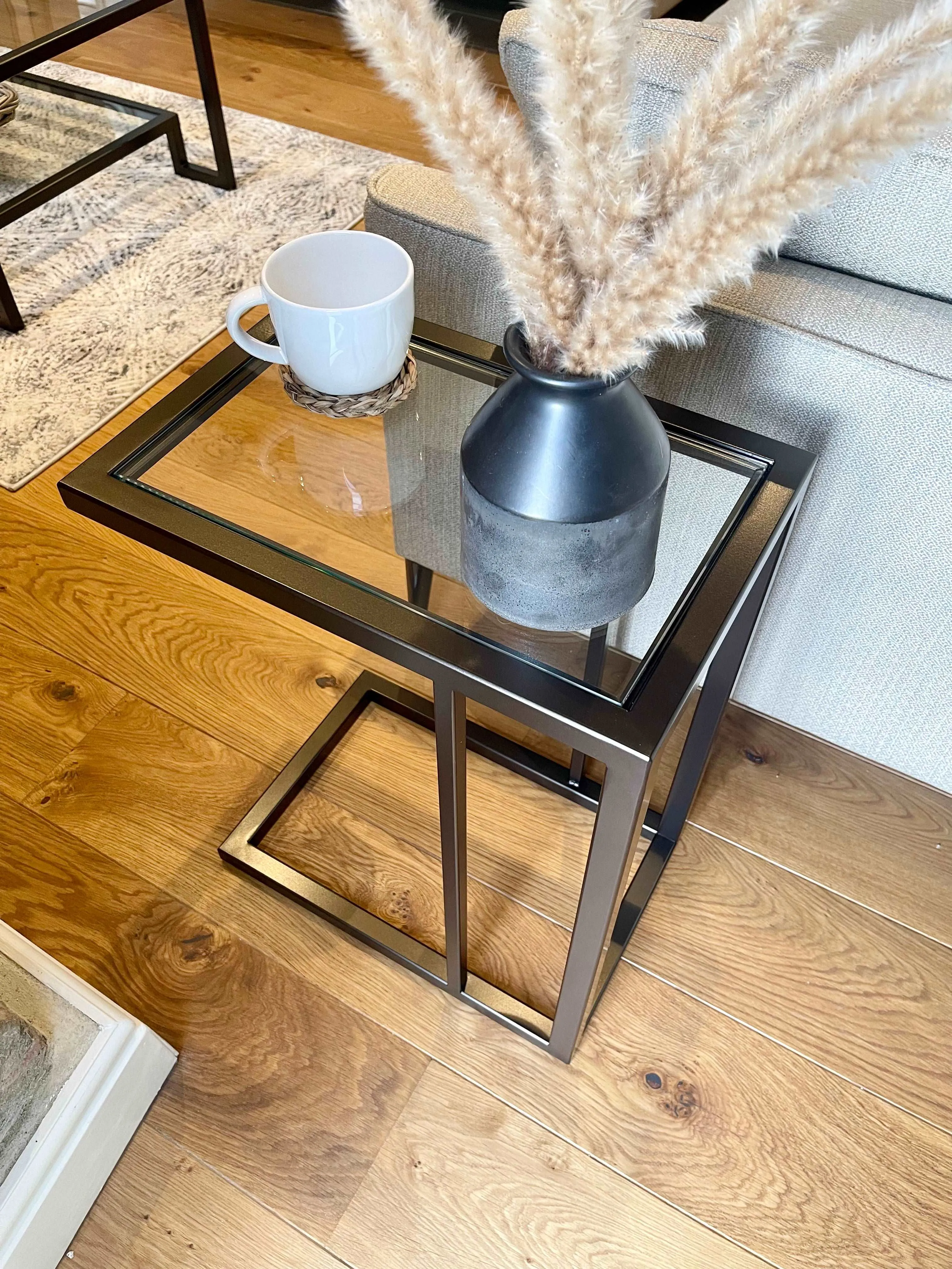 Glass Sofa Side Table - Dark Bronze