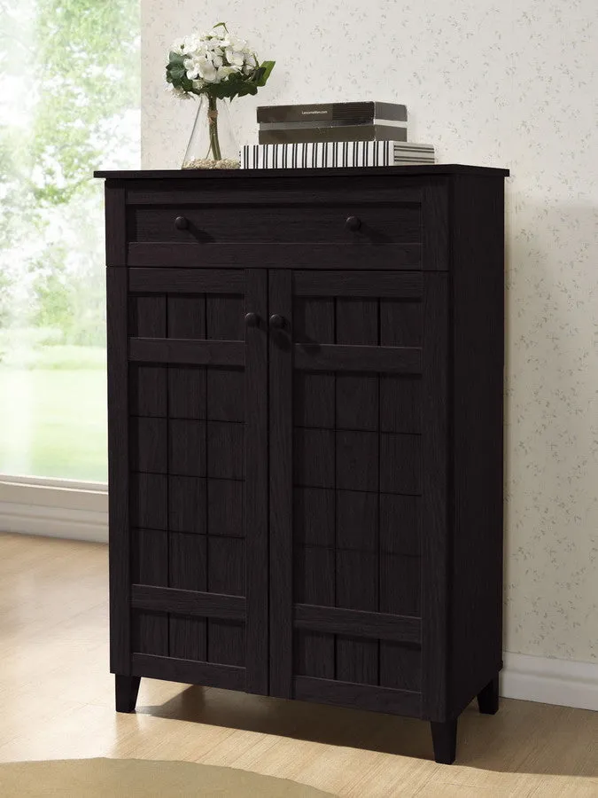 Glidden Dark Brown Wood Modern Shoe Cabinet