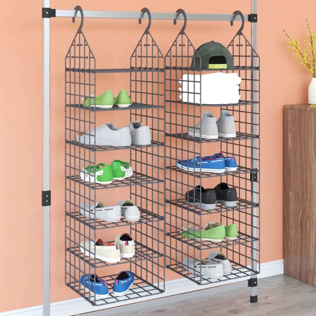 Hanging Closet Organiser with 7 Shelves 2 pcs