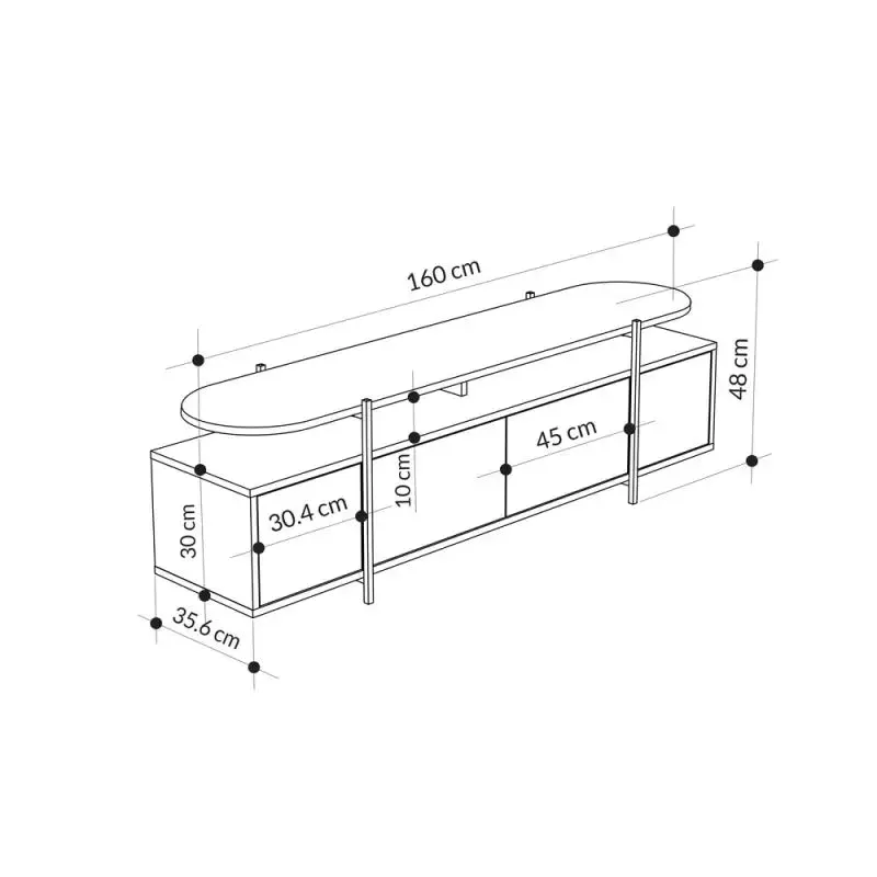 Hanley Modern TV Stand Multimedia Centre TV Unit With Storage Cabinet 160cm