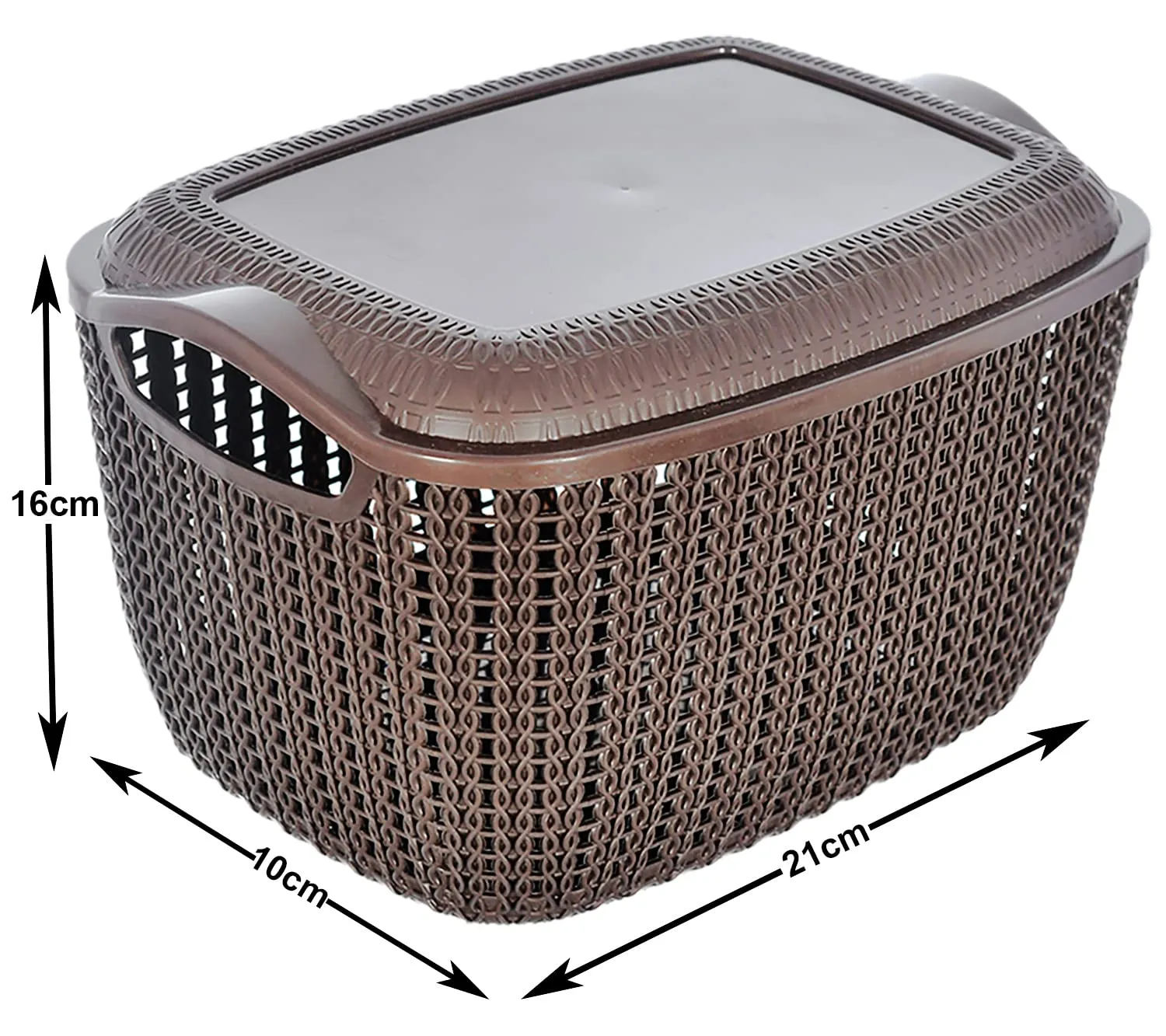 Heart Home Multipurposes Small M 25 Plastic Basket, Organizer For Kitchen, Countertops, Cabinets, Bathroom With Lids- Pack of 6 (Brown) -46HH044