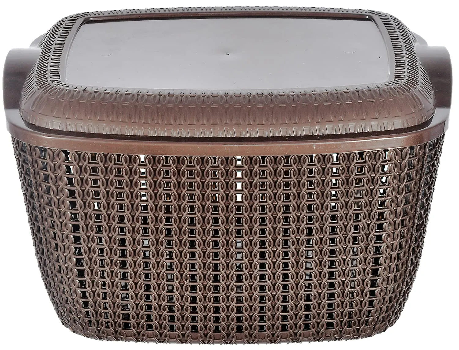 Heart Home Multipurposes Small M 25 Plastic Basket, Organizer For Kitchen, Countertops, Cabinets, Bathroom With Lids- Pack of 6 (Brown) -46HH044